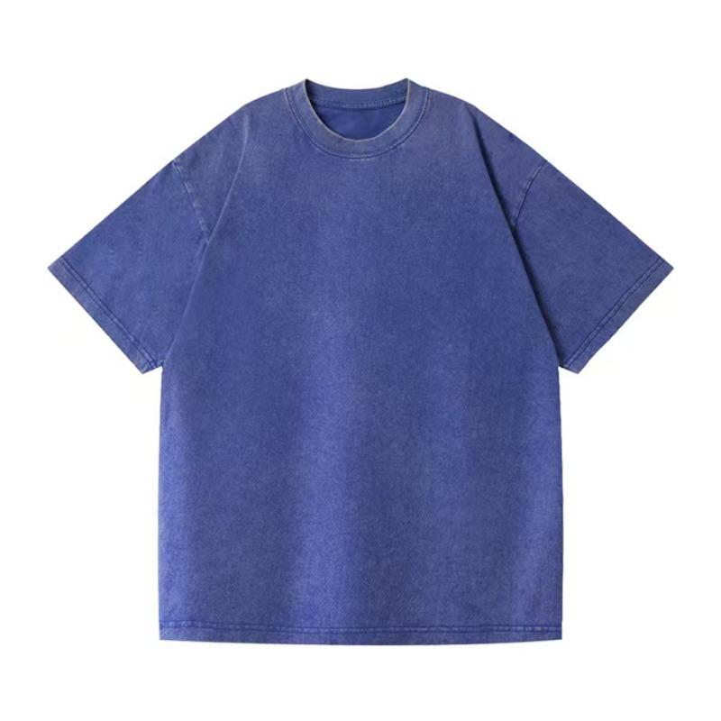 Heavy gram washed old pure cotton short sleeves American retro style men and women with the same summer trendy brand