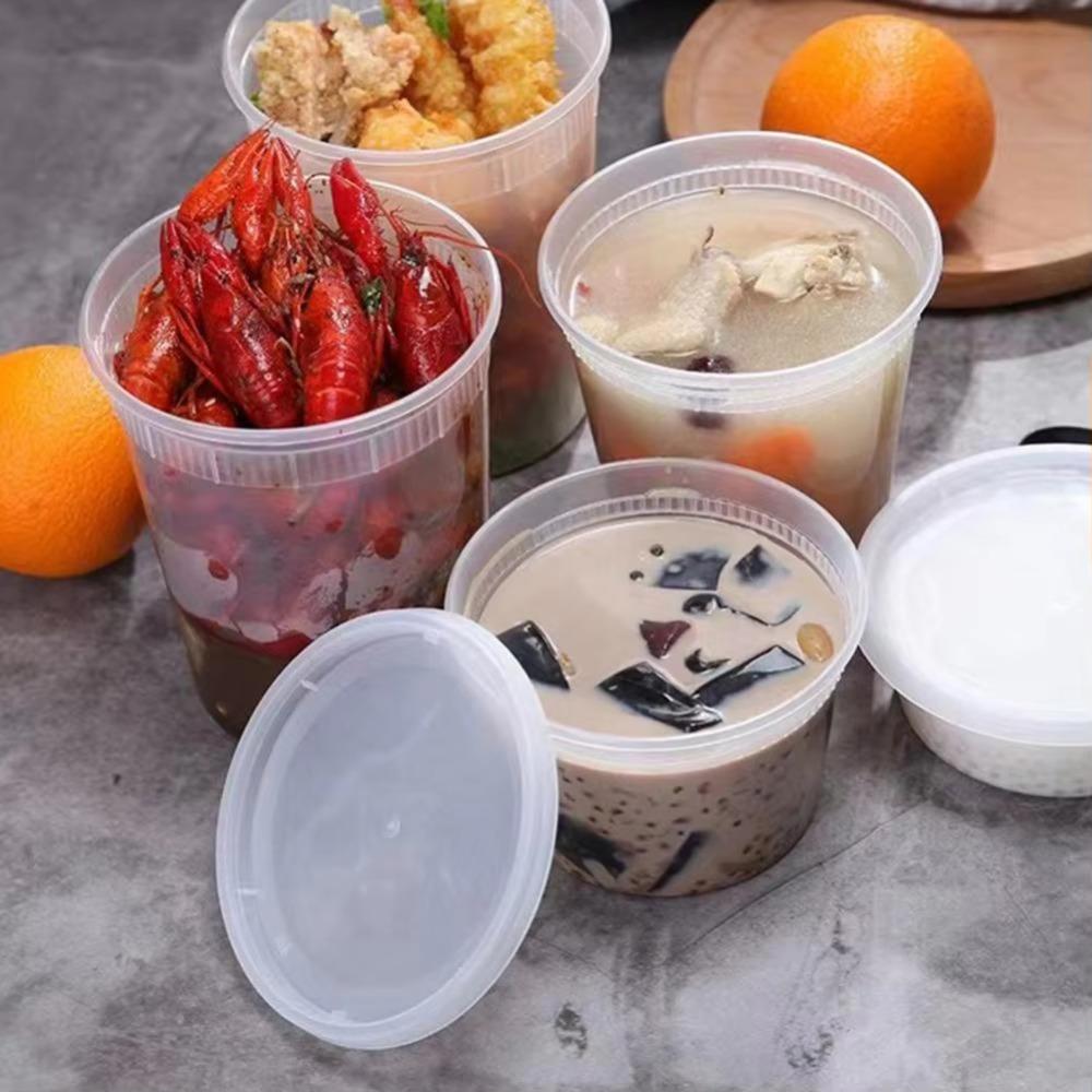 50Pcs BPA-Free Food Storage Container Round Dessert Cup Disposable Soup Cup  School