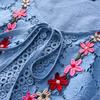 V-Neck 45720 Sleeves Lace-up Bow Summer Shirt Vintage Lace Patchwork Embroidery Flower Decor