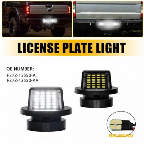 Pair License Lights Plate Set of 2 Driver & Passenger Side White&Red for Ford