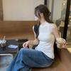 Summer Slim Spaghetti Strap Hollow Out Top Women's High Neck Knitted Vest