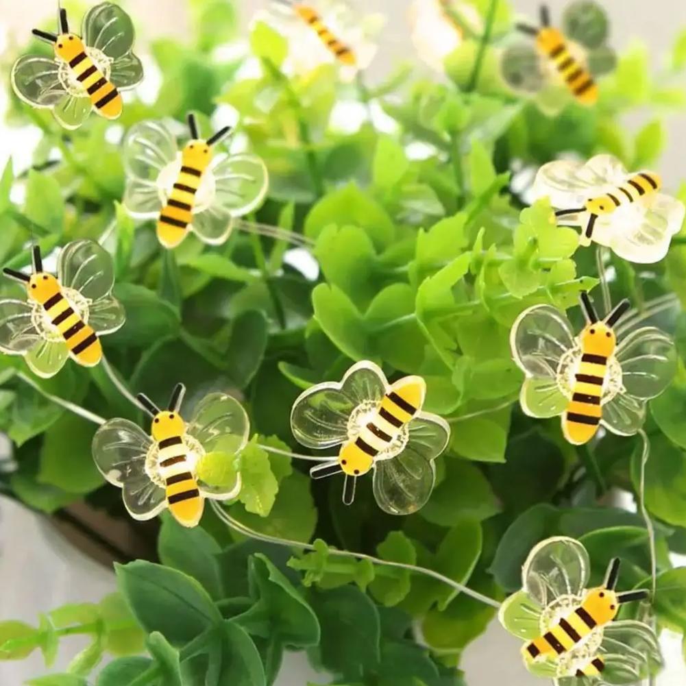 Bee Flower Lights Battery Operated Bee String Lights For Bedroom Plants Patios Party Wedding Xmas Decorative String Lights