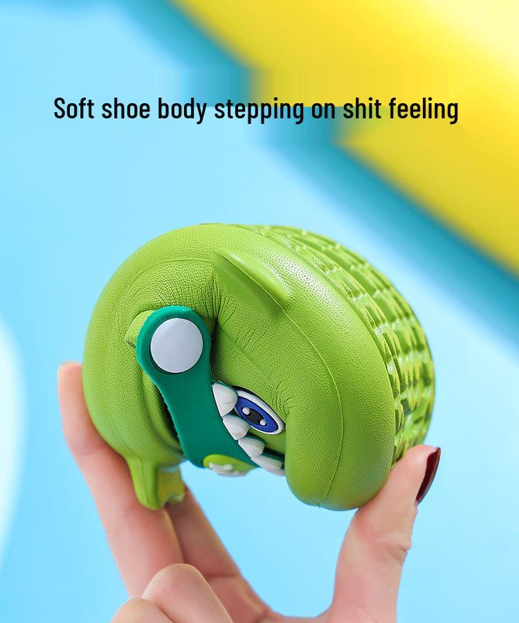 Shark EVA Perforated Summer Sandals for Kids - Non-slip Cartoon Indoor Slippers for Boys and Girls.