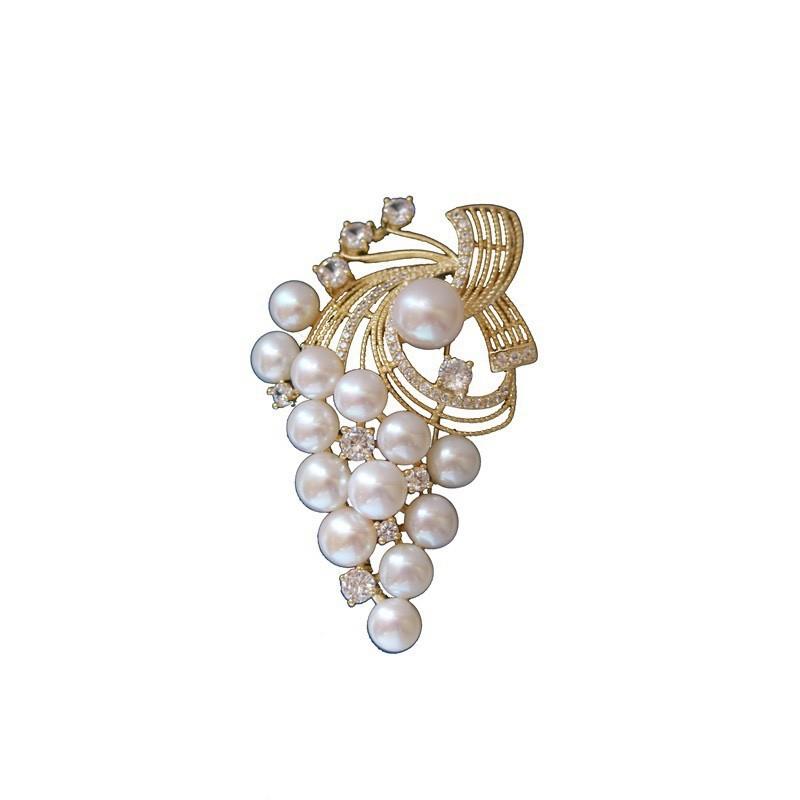 

Натуральный жемчуг Медная брошь Темперамент Интернет Знаменитость Японская многобусинная брошь-булавка золотой