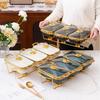 Creative Three Grid Golden Shelf Ceramic Soup Pot Kitchen Heating Baking Pan Golden Point Soup Pot Tableware