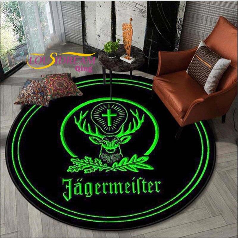 Round Area Rug Flannel Jagermeister Deer Logo for Bedroom Antiskid for Living Room Kitchen Rug for Floor