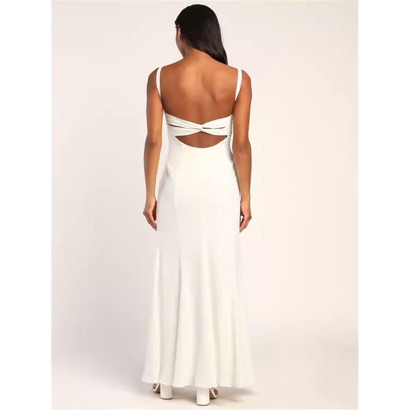 Export Lu Home Fashion Adult Lady like Woman Sexy Socialite Open Back Retro Temperament Wild Niche Style French Light Wedding Dress Dress