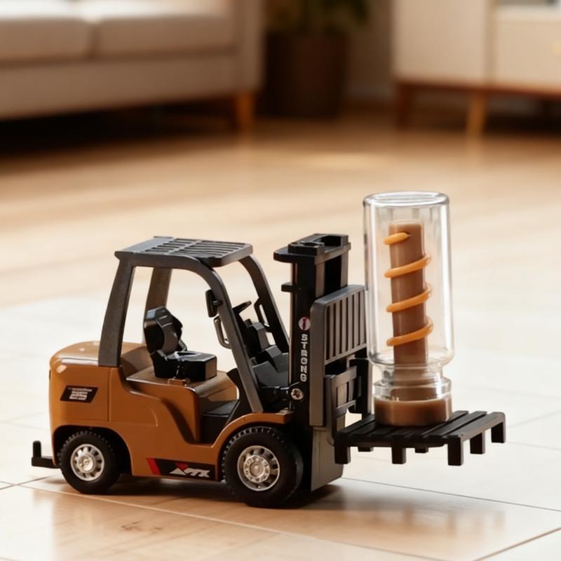 1/64 Remote-Controlled Alloy Forklift Engineering Vehicle Tabletop Toy Model Collection Gift For Boy Exquisite Birthday Gift