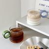 Korean-style Ins Glass Coffee Cup Ring Handle Drink Milk Cup Household Transparent Simple Glass Breakfast Cup