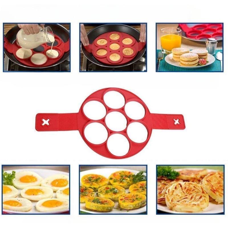 Silicone Pancake Maker Mold Non Stick Egg Ring Cooking Tool Flip Cooker for Breakfast Omelet Reusable Heat Resistant Baking Mold