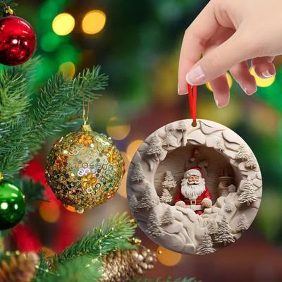 Weihnachtsanhänger Weihnachtsbaum Santa Anhänger 2D Flach Acryl Baumschmuck