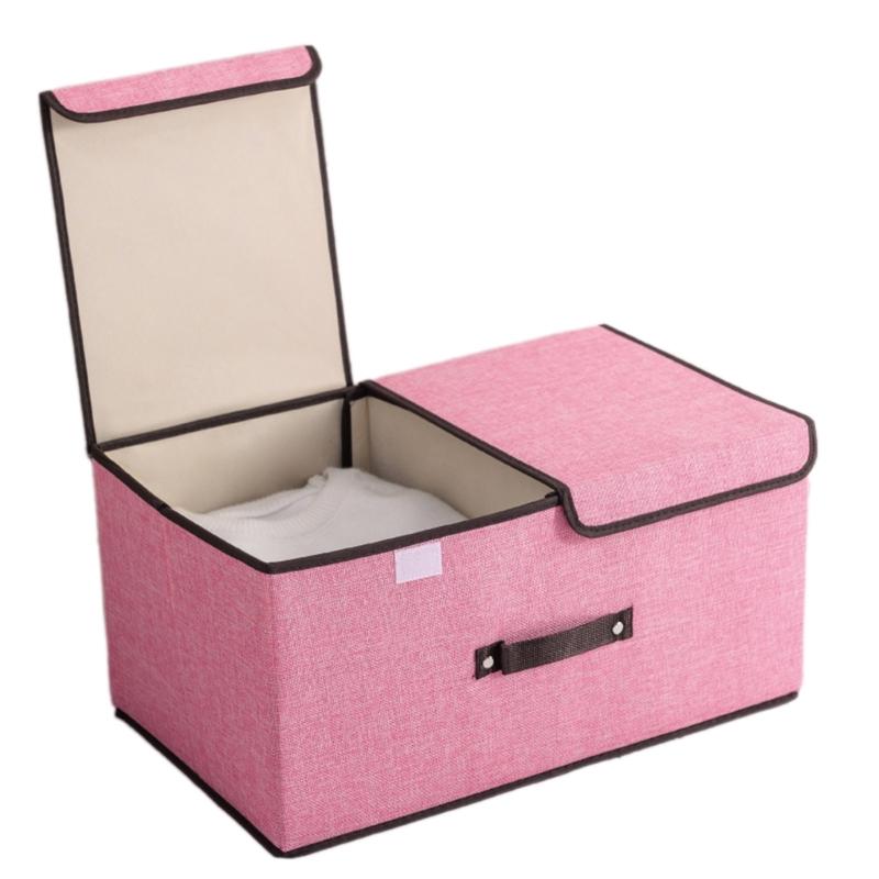 Stylish Cotton Linen Underwear Box Storage Container with Covers for Bedroom