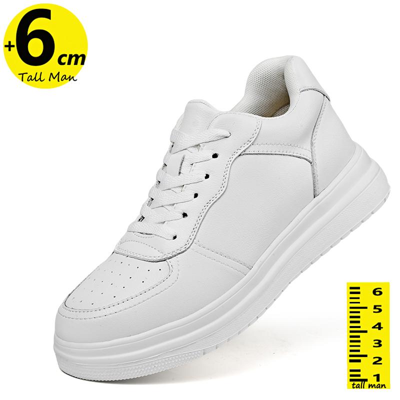 Men's Lift Oxford Shoes Elevator Chunky Sneakers Height Increase 6cm Unisex White Plus Size 36-44