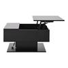 Mesa de Centro 80*75*40cm com Elevação Hidráulica, Mesa de Sofá de Alto Brilho, Mesa de Sala de Estar com Armazenamento, Mesa Lateral Ergonômica para Sala de Estar, Preta
