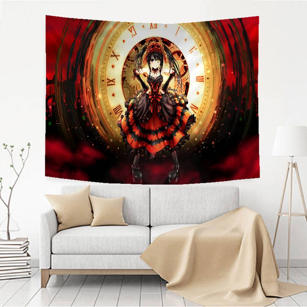 Tokisaki Kurumi Cartoon Printed Large Wall Tapestry Art Science Fiction Room Home Decor Decor Blanket