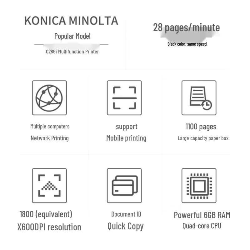 Konica Minolta bizhub C286i A3 Color Laser Multifunction Printer CN plug (adapter included)