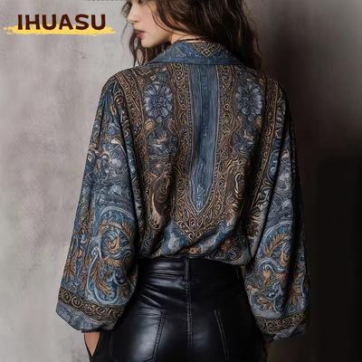 Women's Fashion Long Sleeve POLO Neck Casual Blouses & Shirts