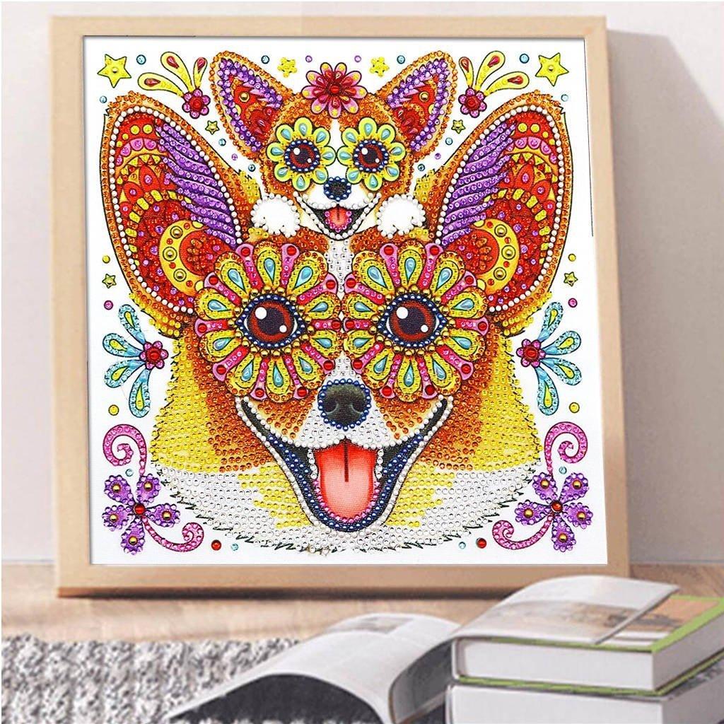 Haft diamentowy wesołe chihuahua 30x30 cm