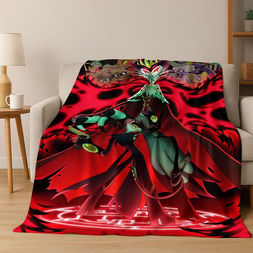 3D H-Helluva Boss Blitzo H-Hazbin Hotel Cartoon Flannel Blanket,Cozy Soft Throw Blanket for Home Bedroom Bed Sofa Cover Gift Kid