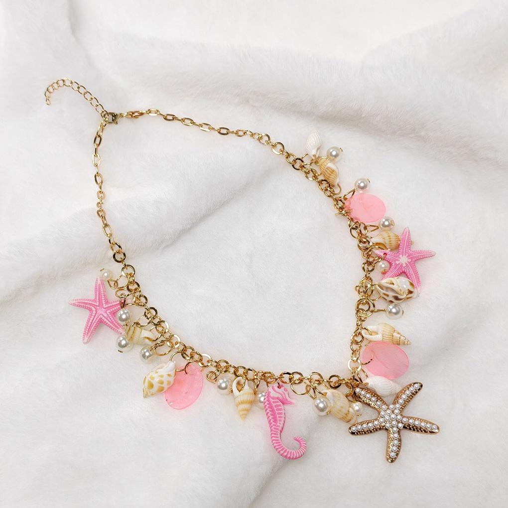 New Trendy European and American Accessories Beach Chain Conch Starfish Shell Necklaces Sweater Chain Collar Chain