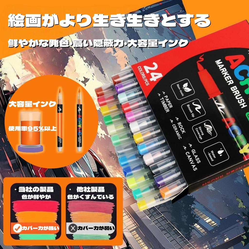 Omen Acrylic Paint Markers Acrylic 48 Soft High Suitable for Various Surfaces Including DIY and Suitable for Adults and - Direct-Ink Water-Based