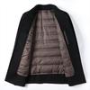 Wool-stitched Double-sided Nylon Wool Coat for Men, Autumn and Winter Down-lined Anti-cold Woolen Coat