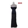 European and American new temperament lace splicing fluffy fishtail long party dress dress