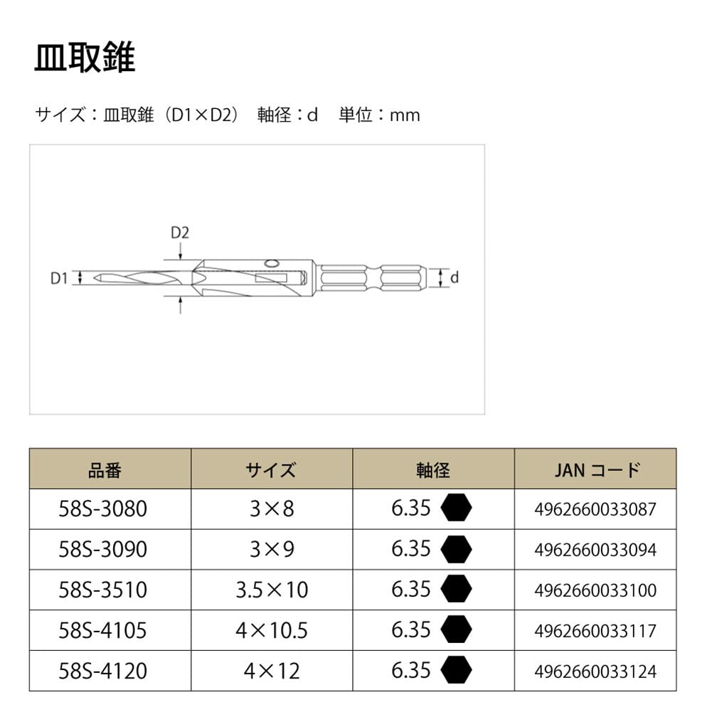 Countersunk Drill 3 X 9 Star-M 58S-3090