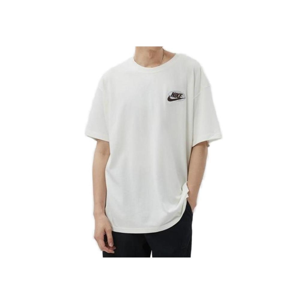 Nike Earth Letter Print Vintage American Crew Neck Short Sleeve T-Shirt Men Tops White FB9812-133