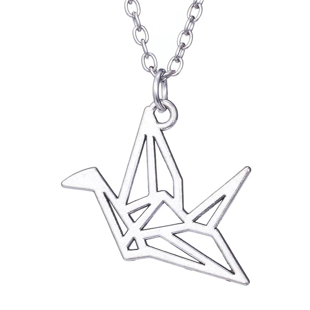 Fashion Jewelry Vintage Charm Hollow Origami Thousand Paper Crane Necklace For Women Girl Party Gifts