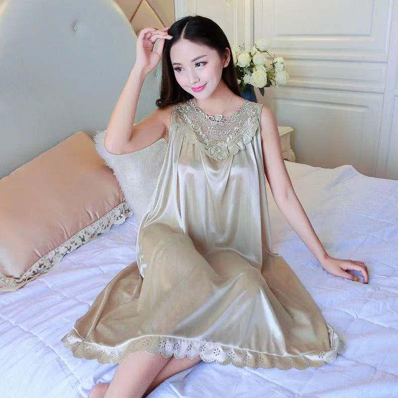 

Женское летнее платье для сна Ice Silk 2021 года — легкое, свободное, большого размера, подходит для людей весом до 180 фунтов, пижама на тонких бретельках One Size