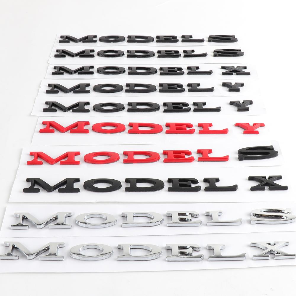 phbvg5 1Pcs Car ABS Letters Logo Sticker Decal Rear Trunk Decoration Accessories For Tesla Model Y Model S Model X Replacement Badge