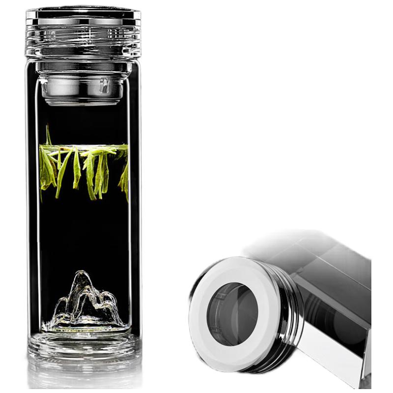 Yisijia 380ml Mountain Double-Wall Tea Infuser Glass