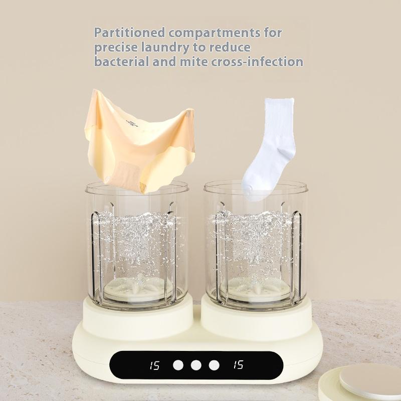 Double Bucket Laundry Machine Simultaneous Separate Washing Device Perfect for Delicates and Undergarments