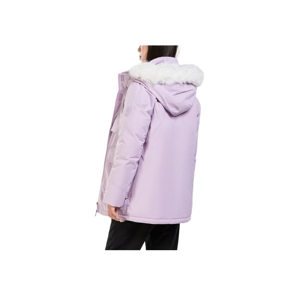 Li Ning Comfortable Casual Simple Mid-Length Hooded Down Jacket Women Outerwear Twilight-Purple AYMU190-6