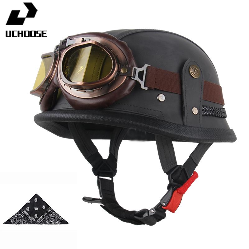 DOT Certified Vintage Open Helmet Motorcycle Open Face Helmet Retro 3/4 Helmet Cruise Casco Casque Moto Men Women