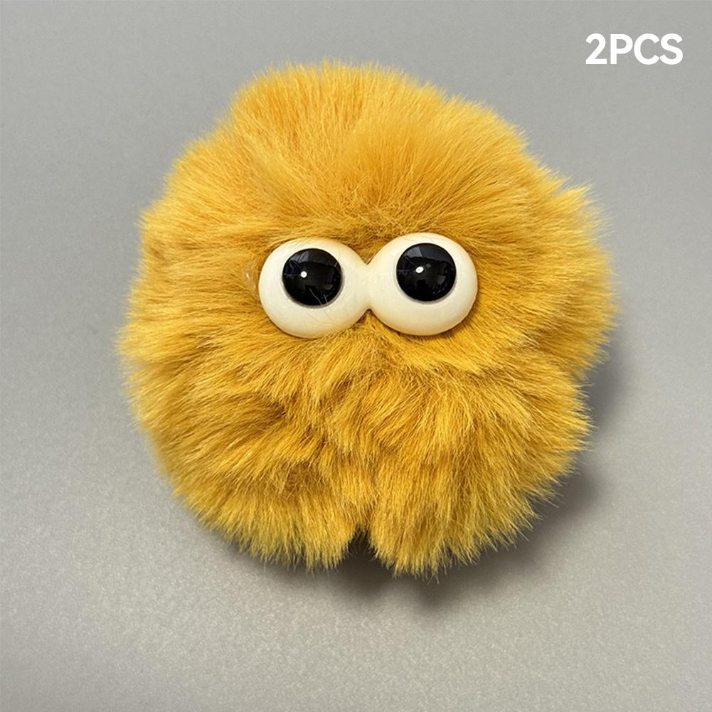 2Pcs Car Motorcycle Helmet Decoration Soft Plush Ball with Big Eyes For Motocross Full Face Off Road Helmet Sticker