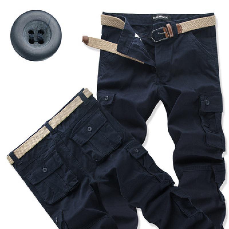 Men's Loose Fit Cotton Tactical Pants with Multi-Pockets