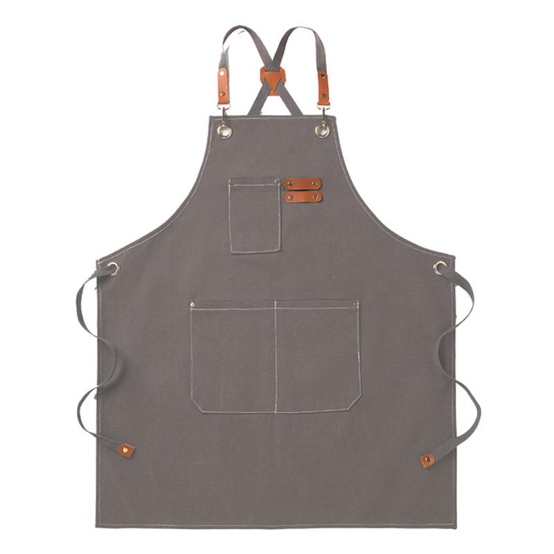 Household Canvas Apron Oil-Proof Can Wipe Hands Kitchen Cooking Men Women Adult With Tool Pockets  Coffee Over Apron