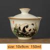 Chines Hand-painted Panda Ceramic Gaiwan Ru Kiln Teacup Handmade Beauty Tea Infuser Household Travel Tea Bowl Portable Teaware