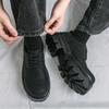 Thick soled men's shoes Casual lace up design style Office or leisure party Black outdoor shoes plus size Youth shoes lace-up