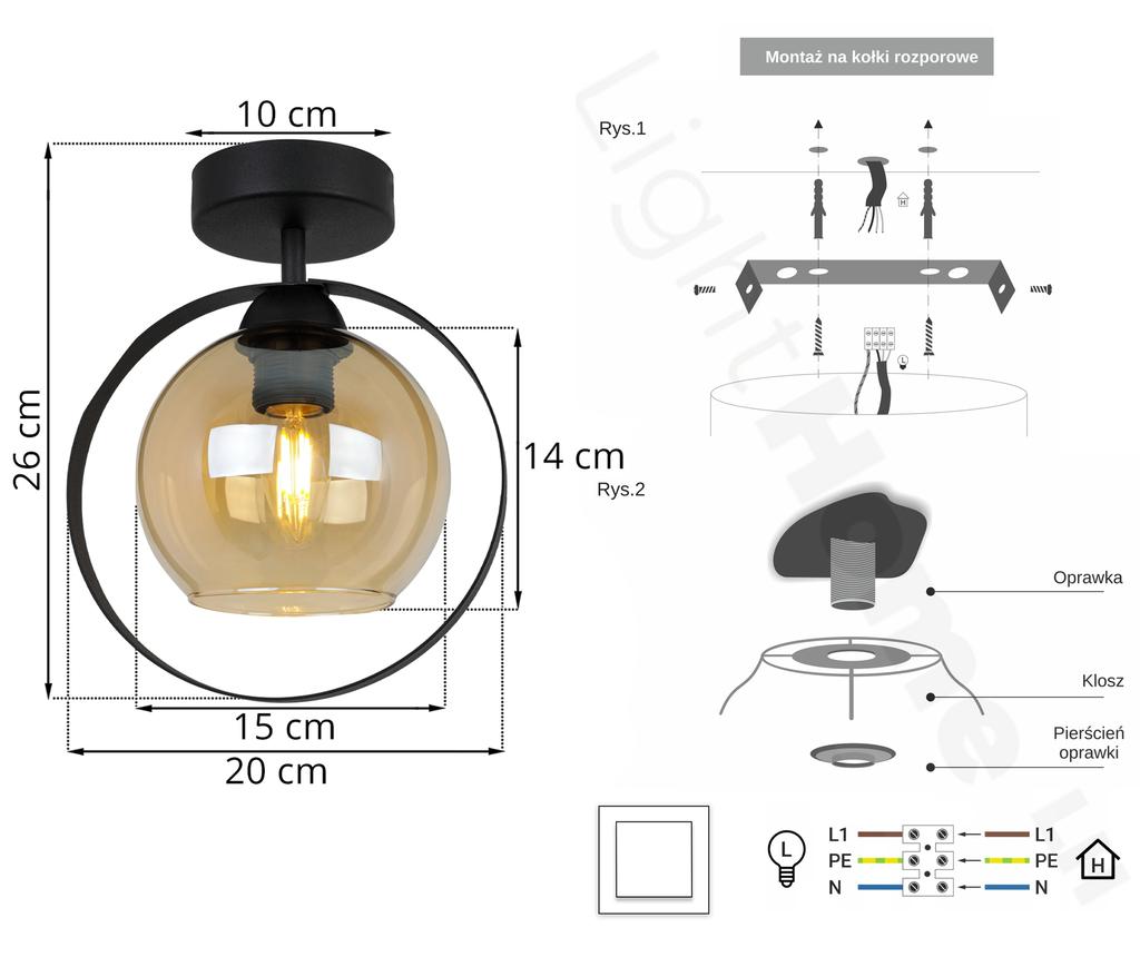 MODERN CEILING LAMP GLASS RING HONEY