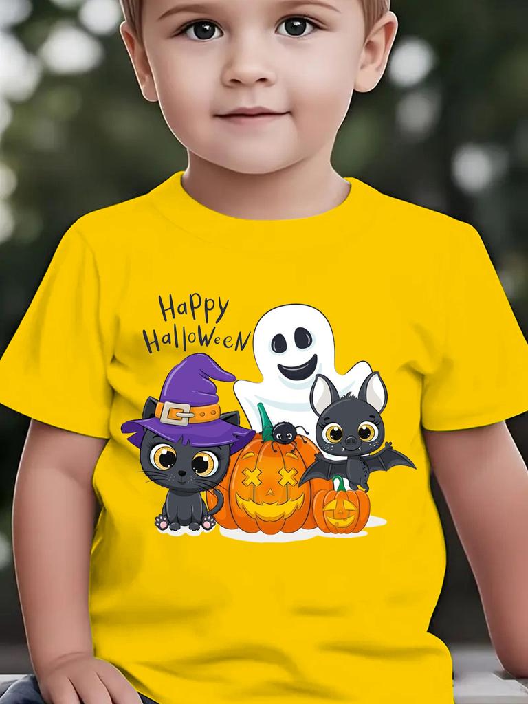Halloween Baby Boys Girls Short Sleeve T-Shirt Cartoon Pumpkin Graphic T-Shirt Boys Clothes Halloween Party Children's Clothing