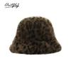Hatt dame høst og vinter imitasjon kaninhår bøttehatt svart ensfarget ansikt liten bøttehatt stort ansikt varm plysj bassenghatt