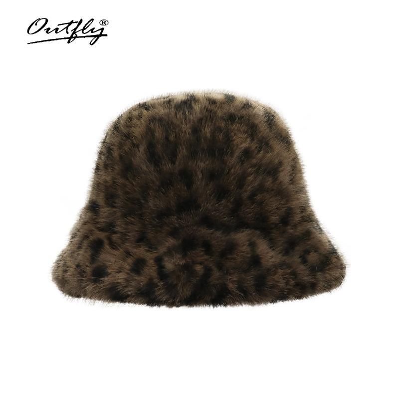 Hat female autumn and winter imitation rabbit hair bucket hat black plain face small bucket hat big face warm plush basin hat