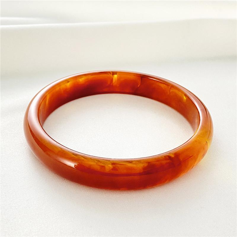 

Marble Multi-color Bracelet Female Retro Round Semi-transparent Acrylic Personality Boudoir Imitation Jade Bangle Fashion Jewelr коричневый