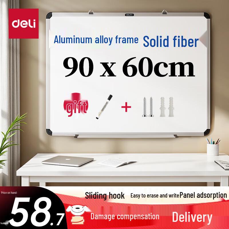 Deli 90x60cm Magnetic Hanging Whiteboard