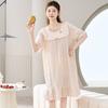 1011 neues französisches Wolltuch Damen Lotusblattkante einfacher lässiger Stil dünnes Nachthemd kann draußen als Loungewear getragen werden