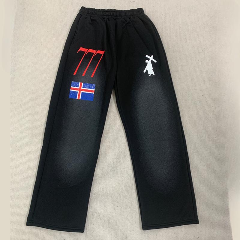 Trendy Digital Print Y2k Elastic Waist Street Hip-hop Loose Straight Leg Sweatpants