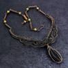 Black Tourmaline, Moonstone Gemstone Copper Wire Wrap Jewelry Necklace 18" C7j22